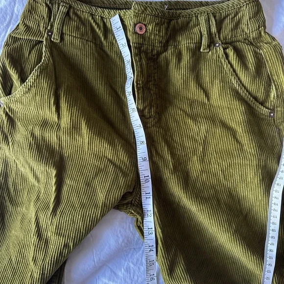 Free people Olive Green Corduroy Wide-Leg Pants - Picture 4 of 6